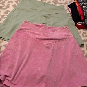 Victorias Secret PINK set of two skorts- pink heathered and pastel green- size L